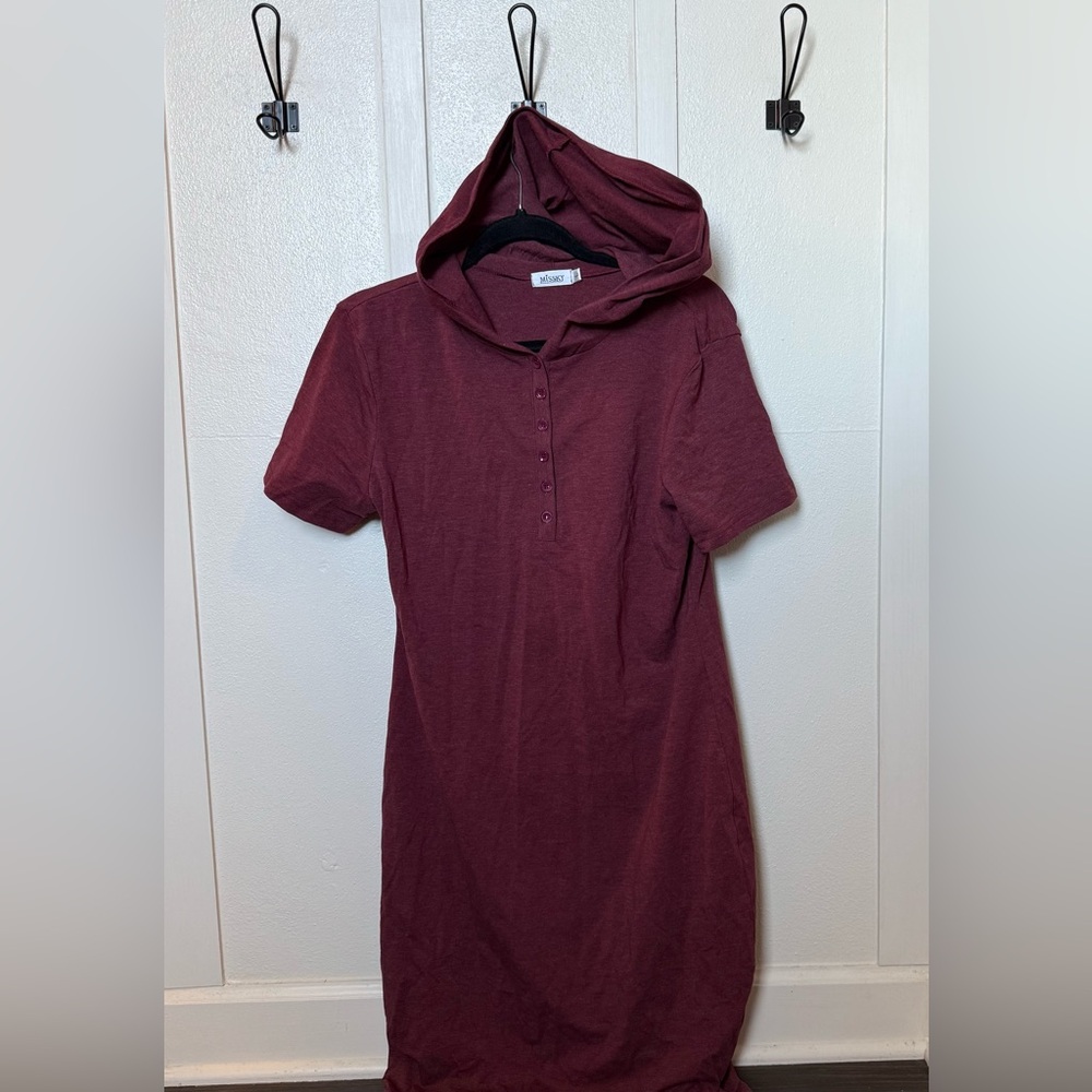Women’s Casual Slim Dress Knee Length Half Button Pullover Hoodie Size Large